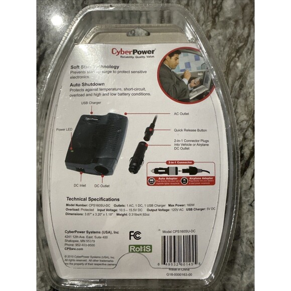 New SEALED  CyberPower 3-In-1 Mobile Power Inverter-Model #CPS160SU-DC - Picture 4 of 6